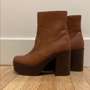 Madden Girl Brown Block Heel Ankle Boots